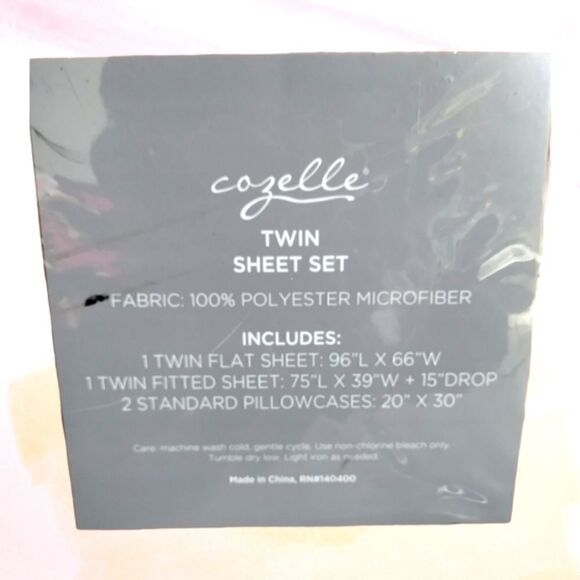 COZELLE TWIN SHEETS  Polyester Microfiber 4 Piece SHEET SET  Size BLUSH Lace NEW - Picture 7 of 8